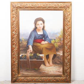 Moroni, Oil on Canvas, Portrait of a Young Girl with Grapes, Signed (1 of 4)