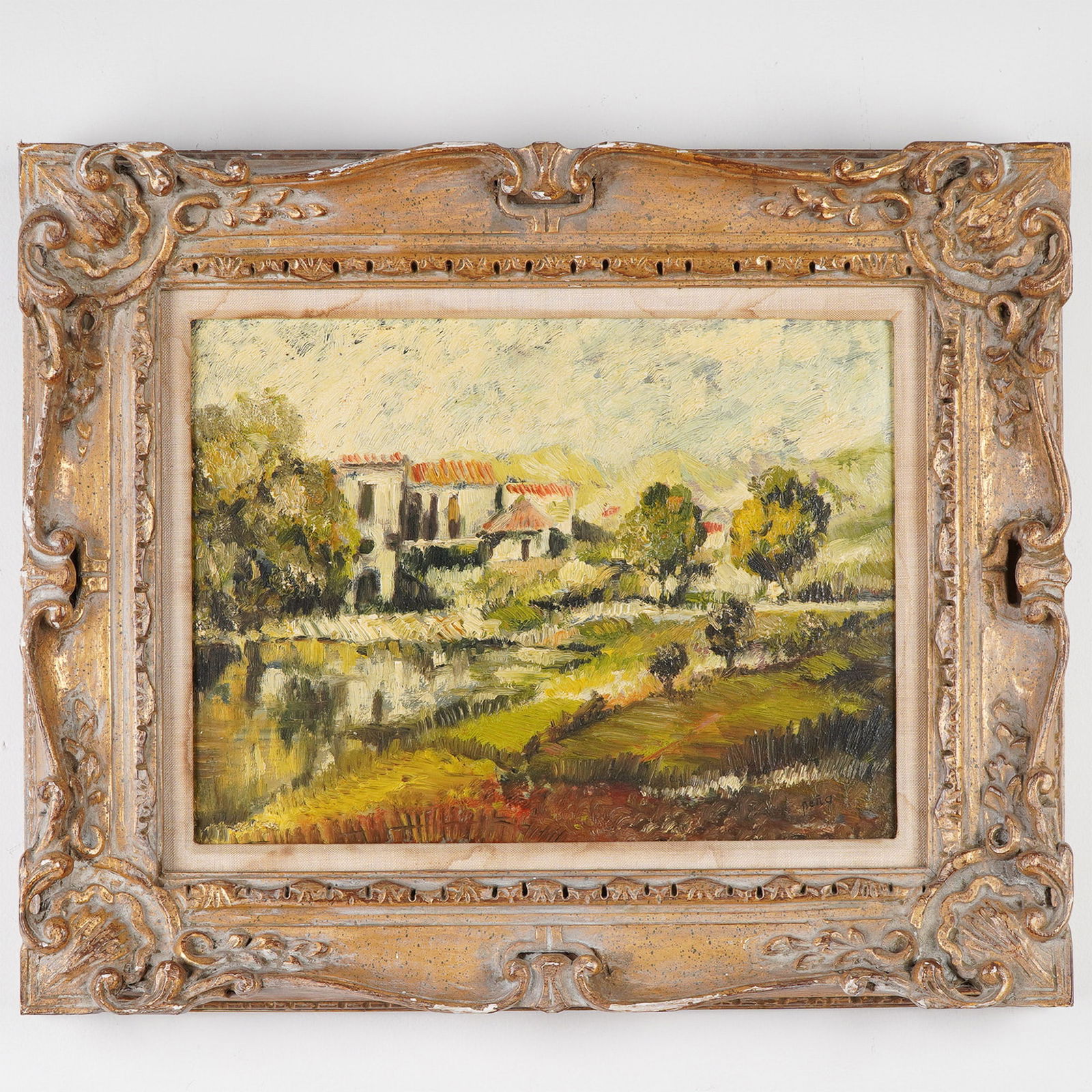 Pena, Original Oil on Board, Landscape of a European Village, Signed (1 of 4)