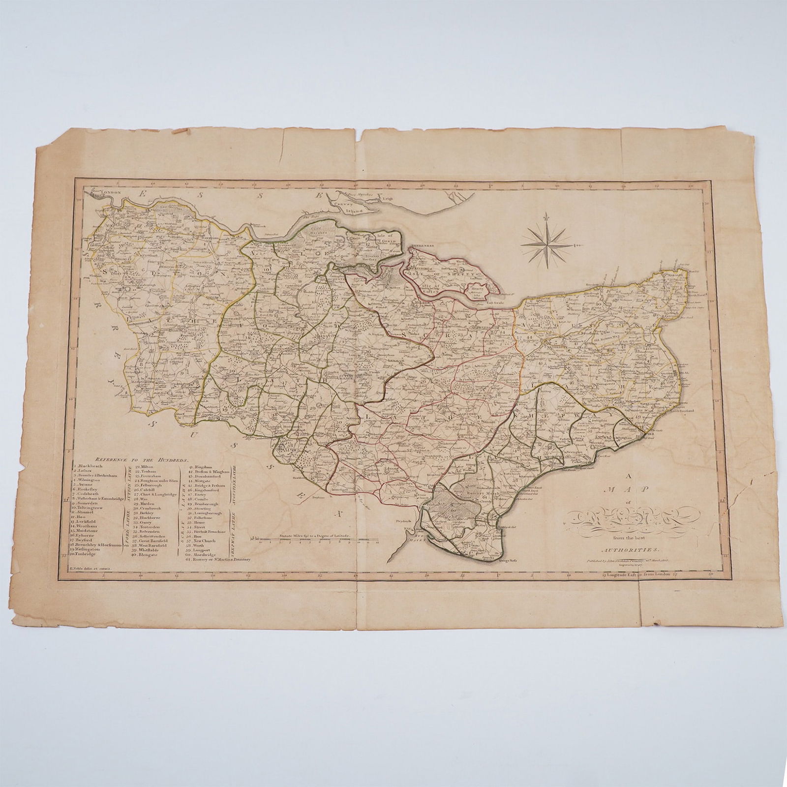 John Stockdale, 1805 Antique Hand-Colored Map of Kent, England (1 of 6)