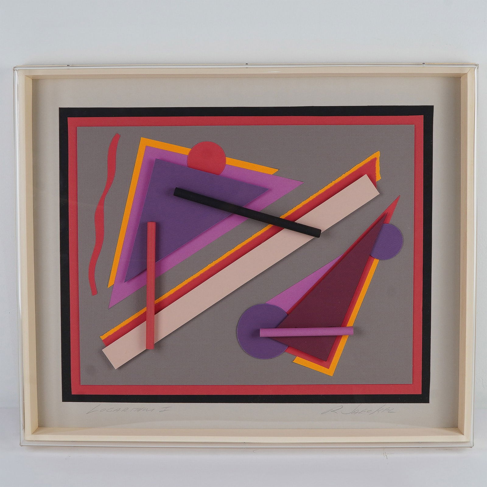 Original Mixed Media Color Paper Geometric Abstraction, Logarithm I, Signed (1 of 5)