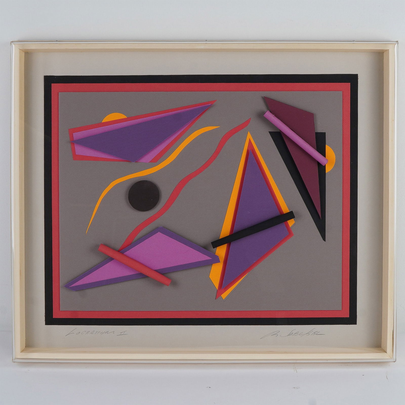 Original Mixed Media Color Paper Geometric Abstraction, Logarithm II Signed (1 of 6)