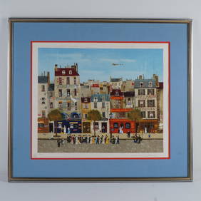 Michel Delacroix, Limited Edition Lithograph, Paris Street Scene, Signed (1 of 7)