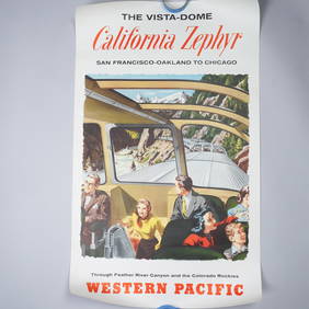 Original 1950 Western Pacific California Zephyr Vista-Dome Train Poster (1 of 3)