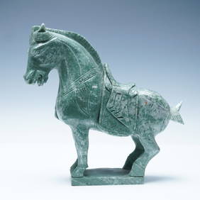 Hand-Carved Marble Tang Dynasty-Style Horse Sculpture (1 of 4)