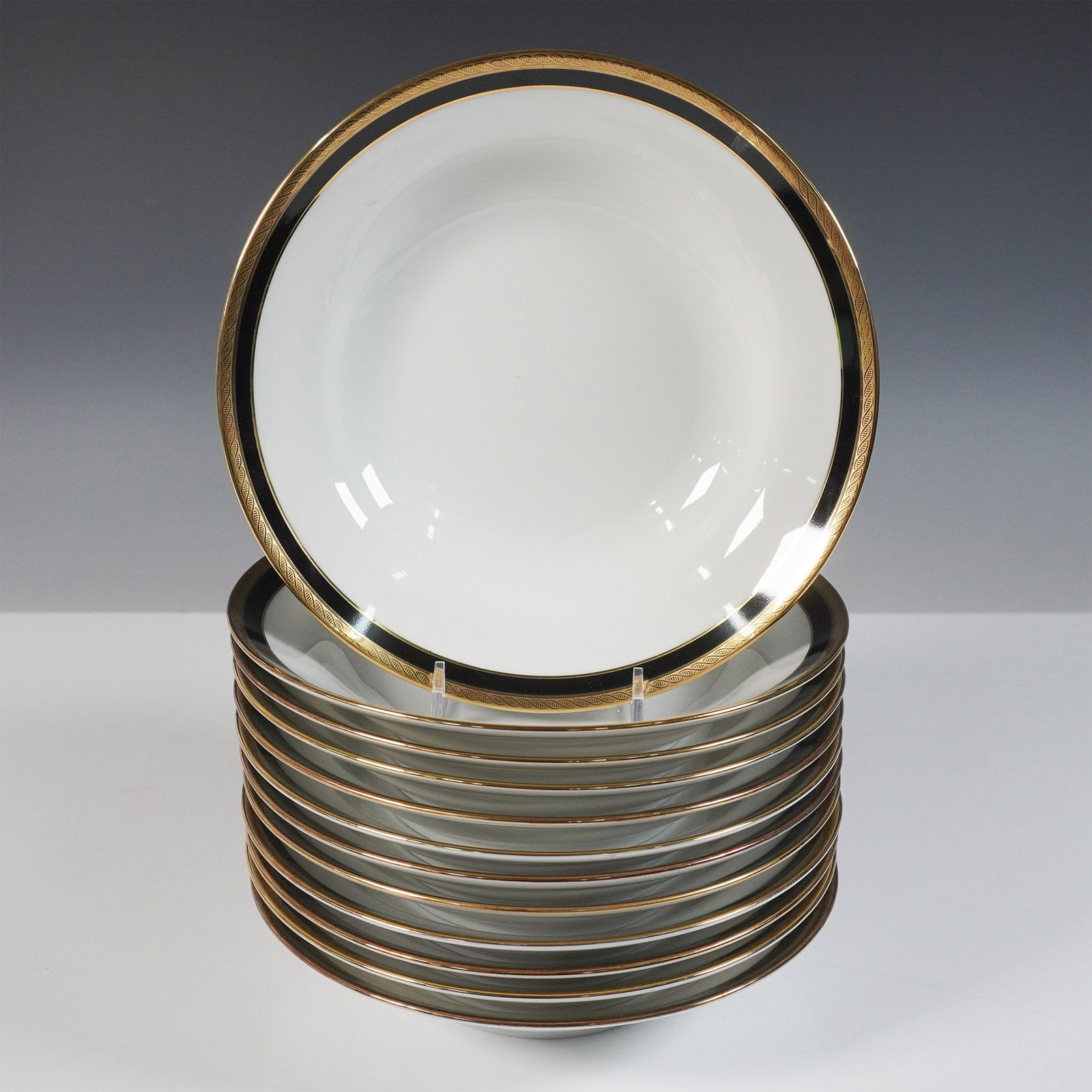 12pc Richard Ginori Palermo Black Fine China Soup Bowls (1 of 6)