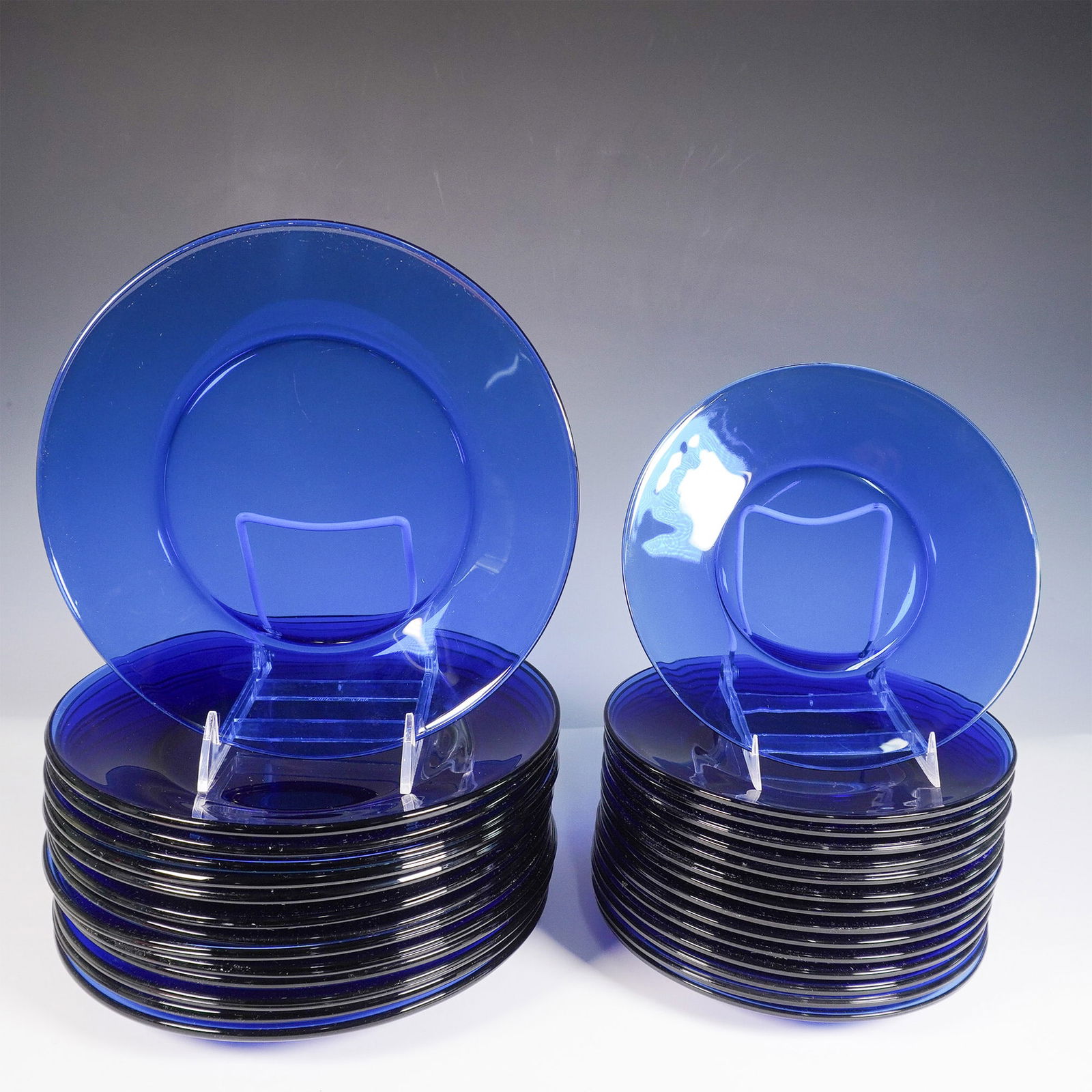 30pc Cobalt Blue Glass Dinner and Luncheon Plate Set (1 of 2)