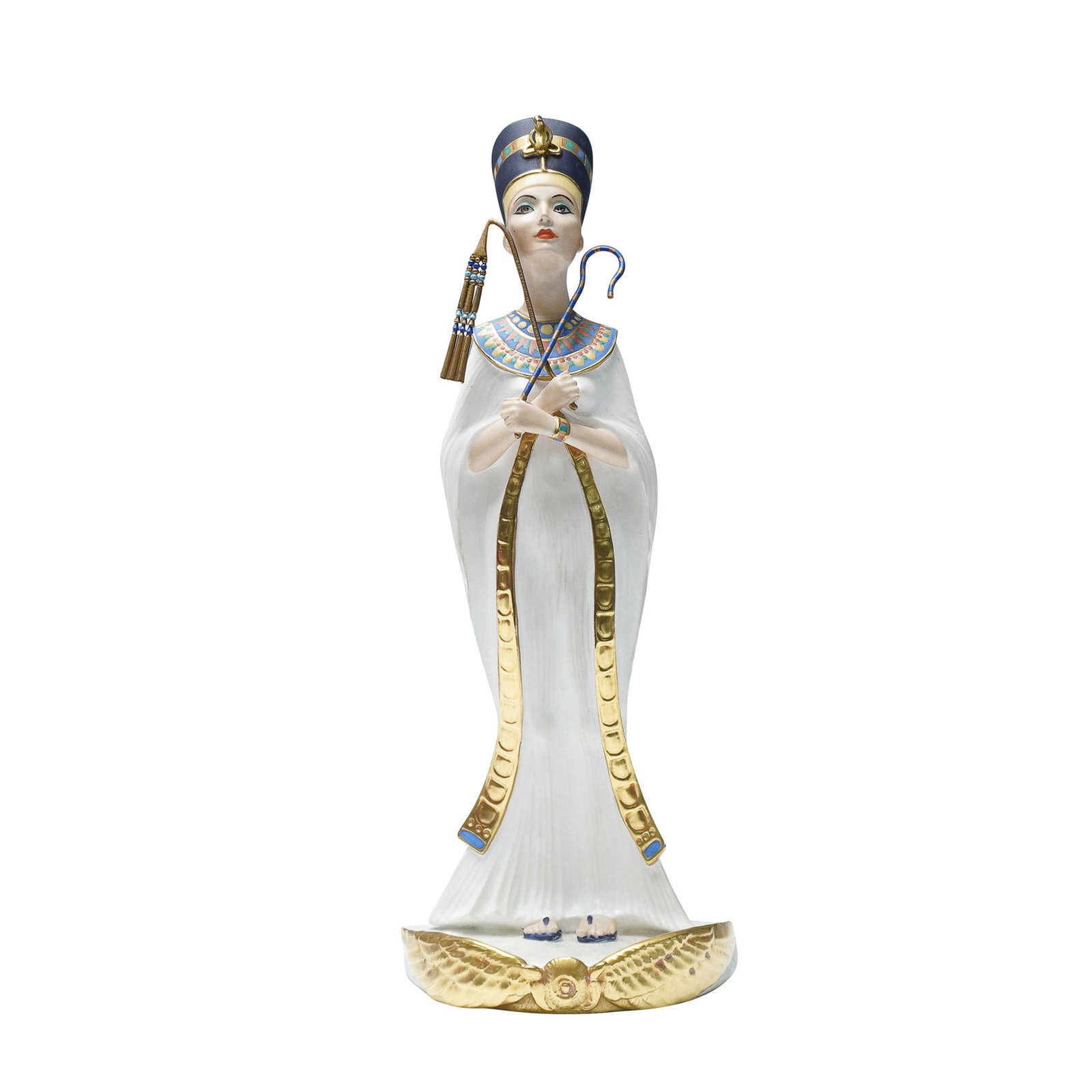 Boehm Women of History Bone Porcelain Figurine, Nefertiti: Part of the 'Women of History' collection. The piece depicts Nefertiti, queen of the 18th Dynasty of Ancient Egypt and the great royal wife of Pharaoh Akhenaten. Decorated in polychrome enamel and gil