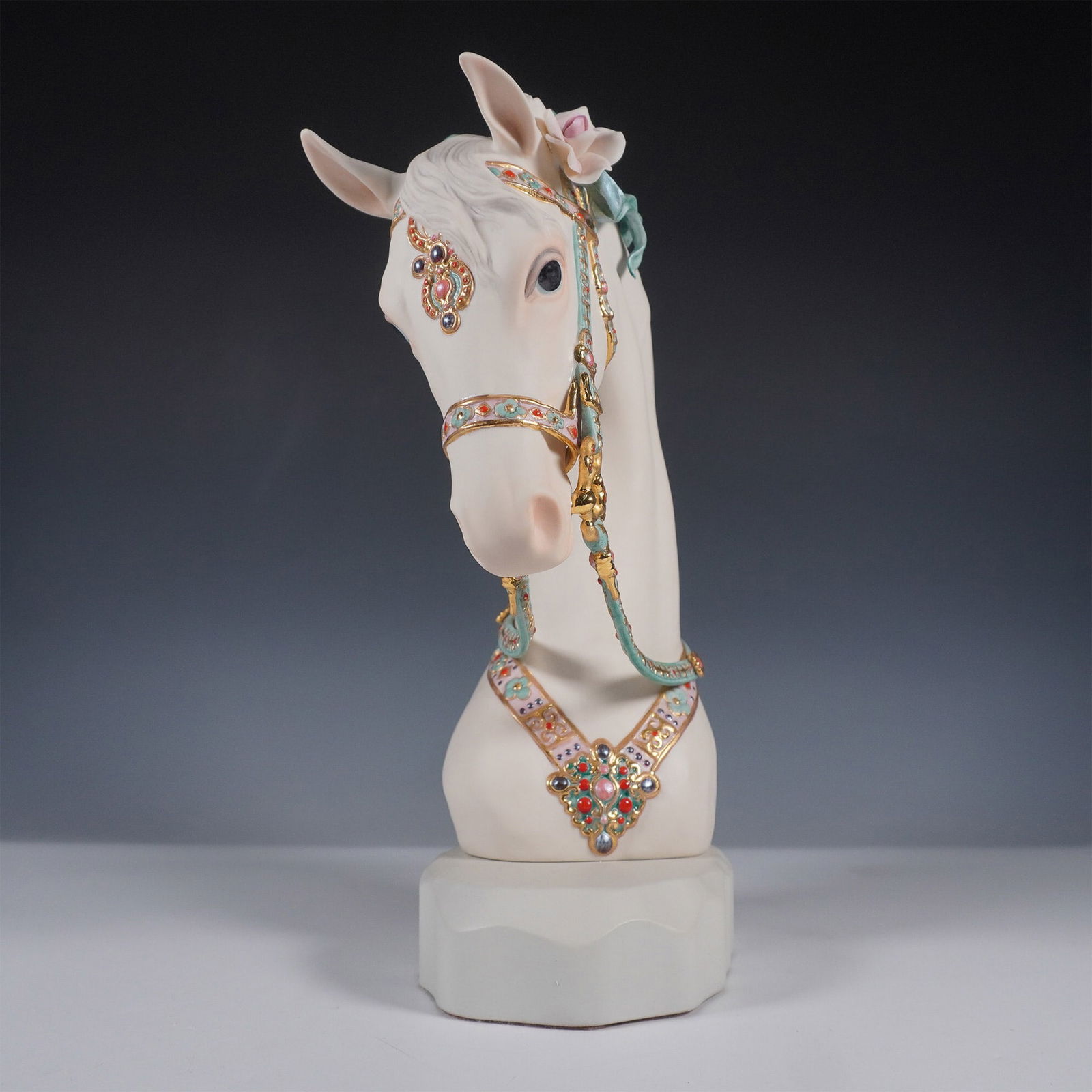 Cybis Porcelain Figurine, White Horse Bust with Floral Bridle (1 of 5)