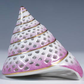 Herend Porcelain Figurine, Trochus Perforated Shell (1 of 3)