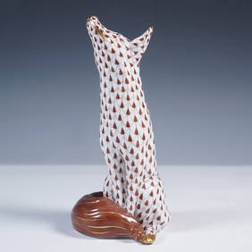 Herend Porcelain Fishnet Figurine, Sitting Fox, Chocolate (1 of 3)