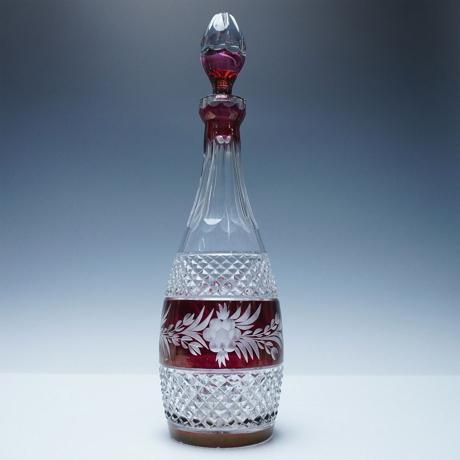 Bohemian Ruby Cut-to-Clear Crystal Decanter (1 of 4)