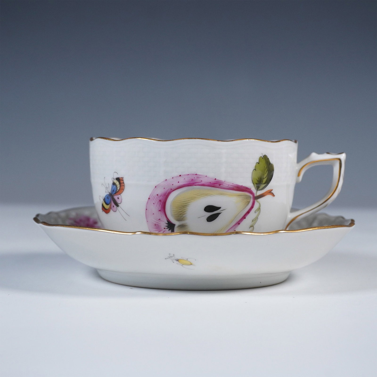 Herend Porcelain Cup and Saucer, Fruits and Flowers (1 of 4)