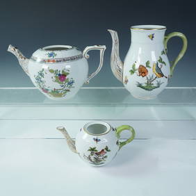 3pc Herend Handpainted Porcelain Coffee and Teapot Trio (1 of 6)