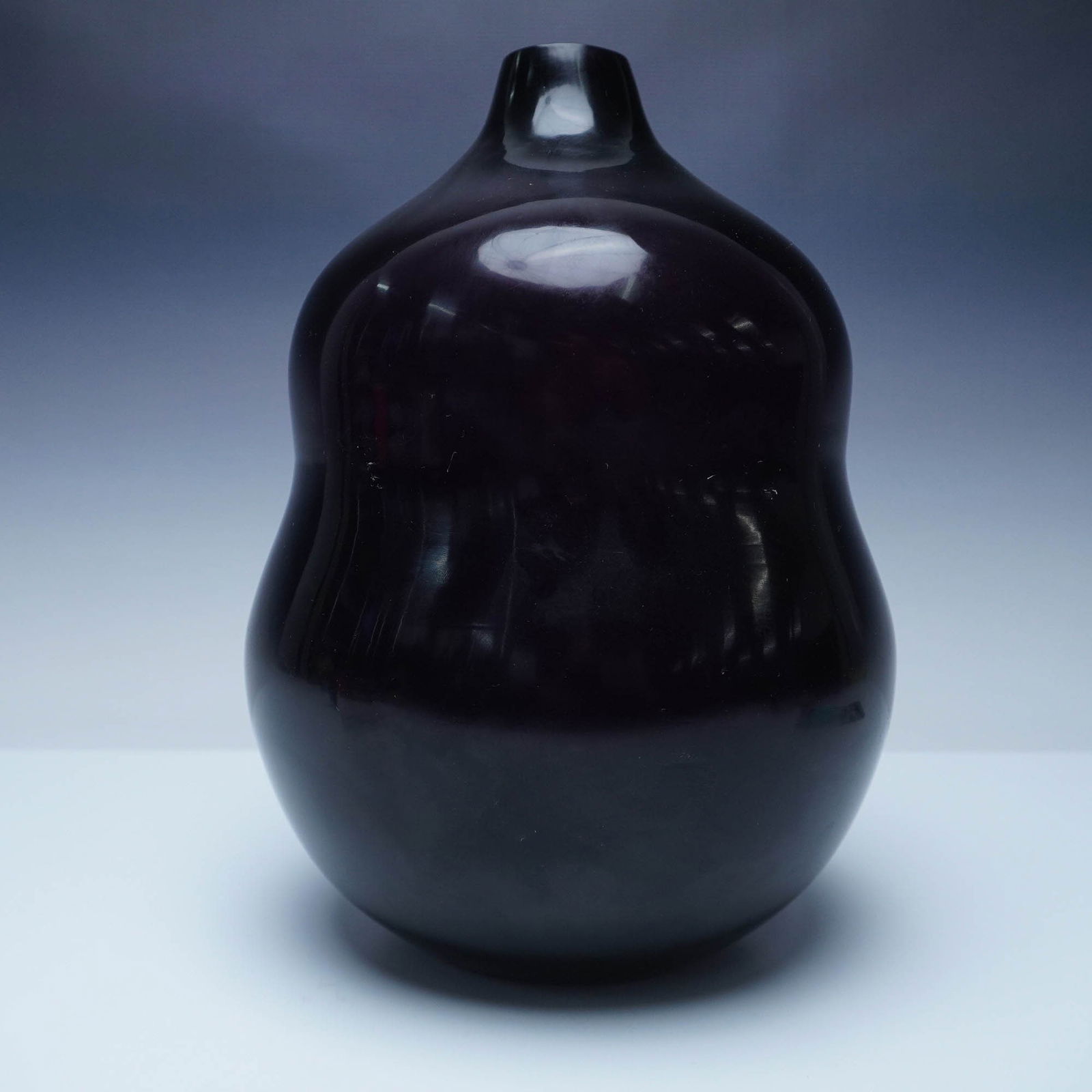 Robert Kuo Peking Glass Vase, Plum Toned Gourd Form (1 of 4)