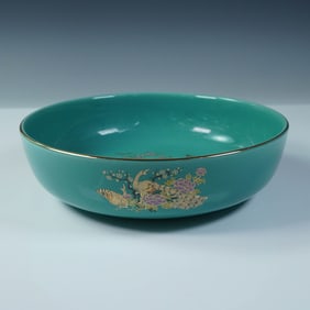 Japanese Porcelain Bowl, Peacock and Floral Motif