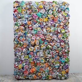 Paul Nagy, Recycled Polished Aluminum Wall Sculpture, Can-Can, Signed