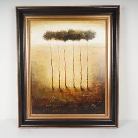 Framed Contemporary Oil on Canvas, Abstracted Landscape, Signed