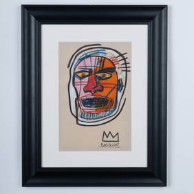 Jean-Michel Basquiat (Attr.) Color Drawing on Paper, Signed (1 of 4)