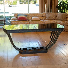 Elegant Metal and Marble Console Table, Indoor/Outdoor