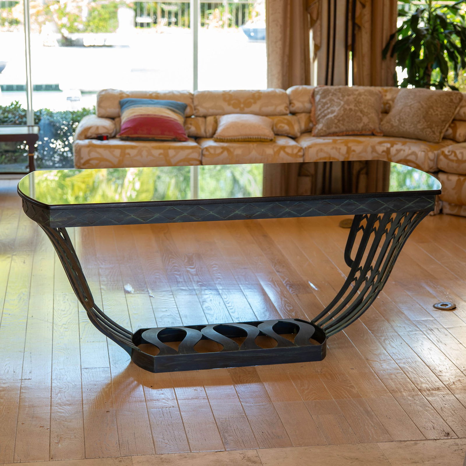 Elegant Metal and Marble Console Table, Indoor/Outdoor (1 of 8)