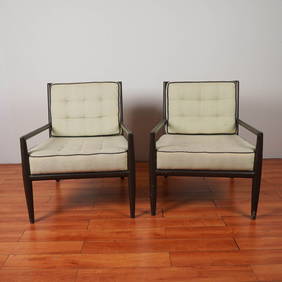Pair of Mid Century Modern Lounge Chairs with Ebonized Frames (1 of 8)