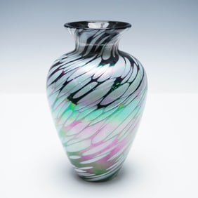 Iridescent Swirled Art Glass Vase