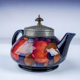 Moorcroft Pottery Pomegranate & Pewter Tea Pot