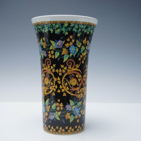 Rosenthal Versace Porcelain Vase, Gold Ivy Pattern