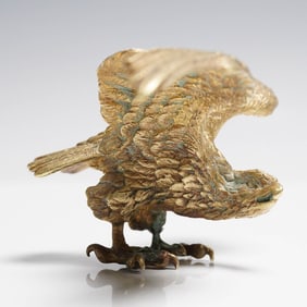 Finely Cast Gilt Bronze Raptor with Quarry
