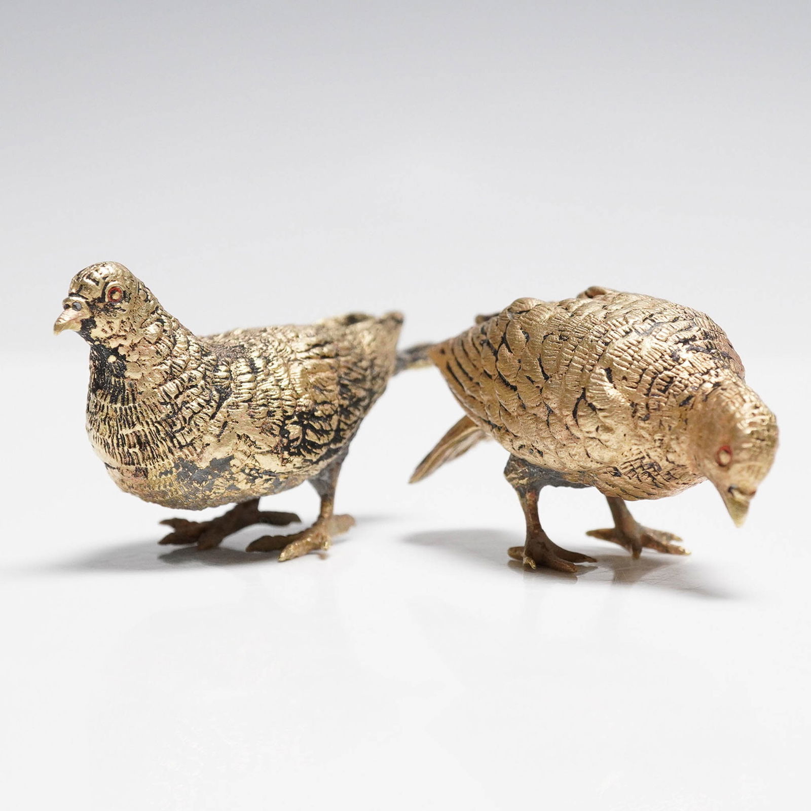 2pc Bronze Cold Painted Pigeon Miniature Figurines (1 of 3)