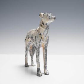 Painted Metal Greyhound Figurine