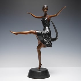 Art Deco Style Bronze Dancer Sculpture