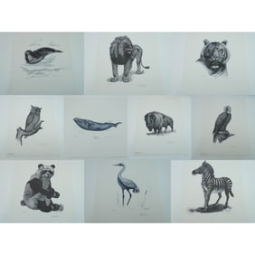 Hebner & Jacobs, Set of 10 World Wildlife Series Lithographs, Signed