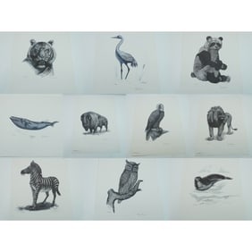 Hebner & Jacobs, Set of 10 World Wildlife Series Lithographs, Signed
