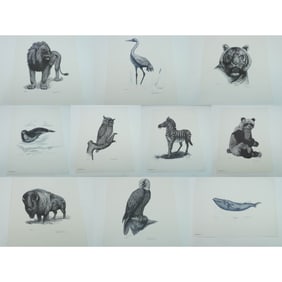 Hebner & Jacobs, Set of 10 World Wildlife Series Lithographs, Signed