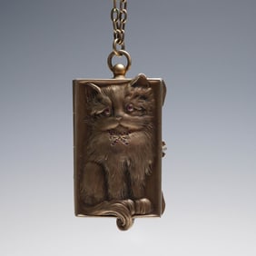 Gilt Silver Vanity Pendant with Diamond and Ruby, Attributed to Kuppenheim