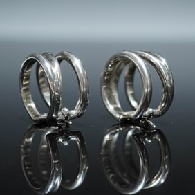 Tiffany & Co. Sterling Zig Zag Hoop Huggie Earrings