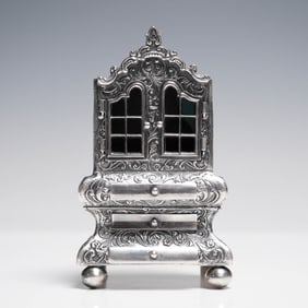 Dutch Sterling Silver Miniature Hutch Cupboard