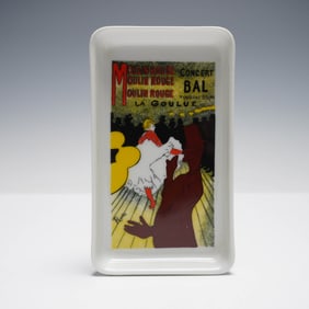Limoges Porcelain Tray with Toulouse-Lautrec Moulin Rouge Reproduction