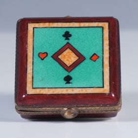 Limoges Porcelain Treasure Box, Poker Theme
