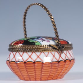 Limoges Porcelain Treasure Box, Yarn Basket
