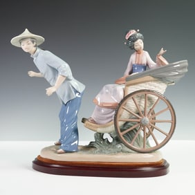 Lladro Porcelain Figurine, A Rickshaw Ride w/Base