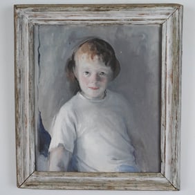 Annette Krauss Rose Oil Portrait of a Child, Framed