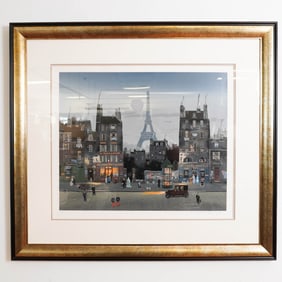 Michel Delacroix, Limited Edition Lithograph, Eiffel Tower By Night, Signed