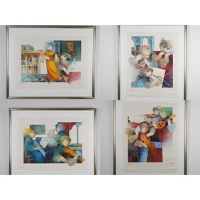 Alvar Sunol, Suite Lyrique Portfolio Cover & 4 Framed Lithographs, Signed