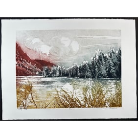 Irmgard (Switzerland) Etching Valley Lake, signed