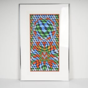 Victor Vasarely, Op Art Serigraph on Paper, Aix-MC, Signed