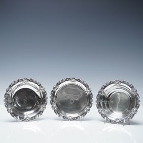 3pc Wallace Sterling Silver Tray, Saucer, and Bowl , Grande Baroque