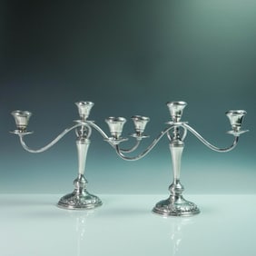 Pair of Wallace Sterling Silver 3-Arm Candelabras, Grande Baroque