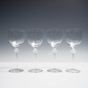 4pc Lalique Crystal Roxane Wine Glasses